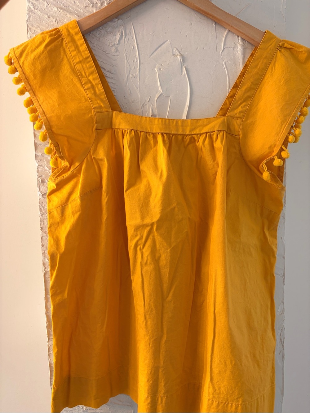 J. Crew Sunny Yellow Pom-Pom Sleeve Casual Dress